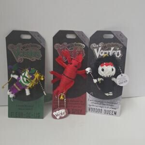 Lot Of 3 NEW Watchover & Nola VooDoo Doll Keychain (Feisty, Fleur, Mardi Gras)